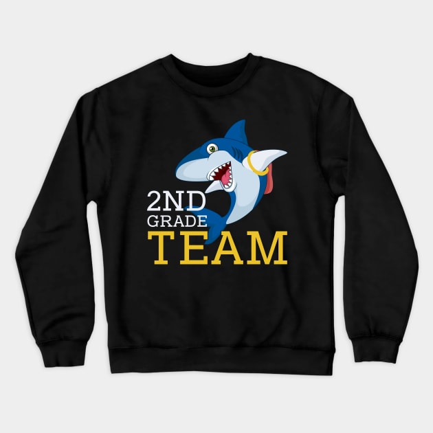 Shark Team Second 2nd Grade Back To School Teacher Student Crewneck Sweatshirt by kateeleone97023